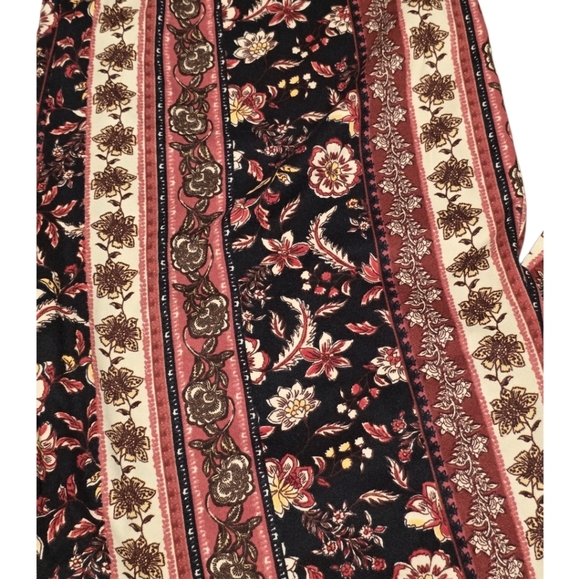 Mono B Floral Print Flare Leggings Bohemian Boho Red Beige Yoga Pants Women's 3X - Picture 3 of 5